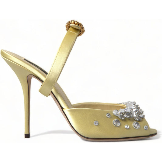 Dolce & Gabbana Crystal Embellished Silk Sandals Dolce & Gabbana Dark Khaki