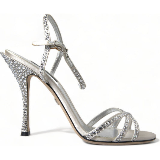Dolce & Gabbana Elegant Crystal Embellished Heels Sandals Dolce & Gabbana Gray