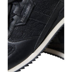 Dolce & Gabbana Black Floral Lace Leather Sneakers Shoes