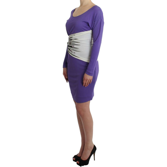 Cavalli Elegant Purple Floral Jersey Dress Cavalli Dark Slate Blue