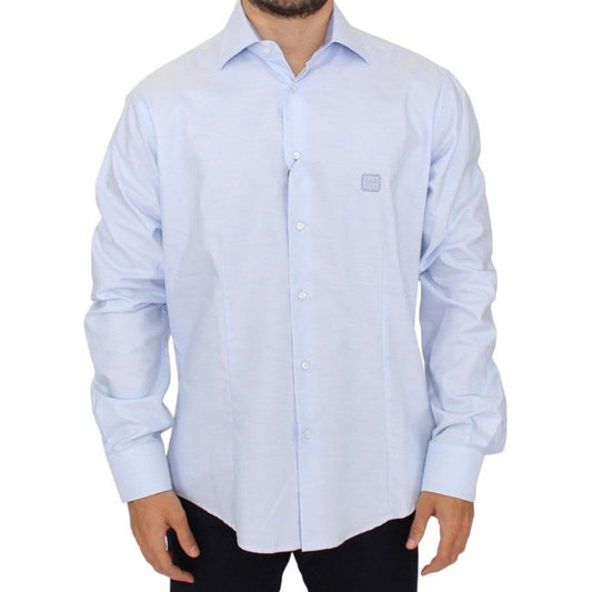 Cavalli Elegant Light Blue Italian Cotton Shirt Cavalli Light Gray