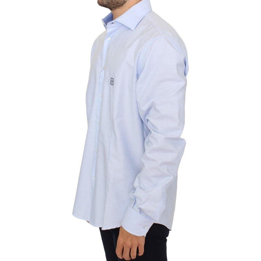 Cavalli Elegant Light Blue Italian Cotton Shirt Cavalli Light Gray