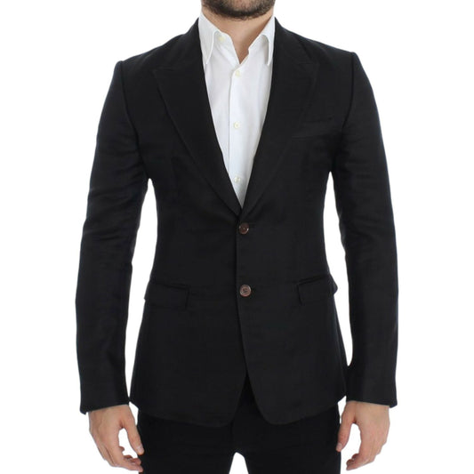 Dolce & Gabbana Elegant Black Silk Blend Two-Button Blazer Dolce & Gabbana Black