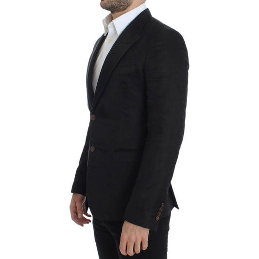 Dolce & Gabbana Elegant Black Silk Blend Two-Button Blazer Dolce & Gabbana Black
