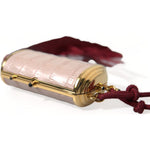 Dolce & Gabbana Pink Exotic Leather Mini Mirror Tassel Makeup Bag