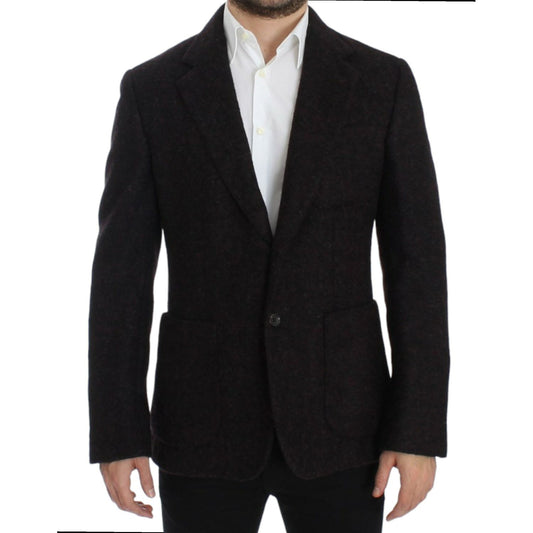 Dolce & Gabbana Bordeaux Alpaga Two-Button Blazer Jacket Dolce & Gabbana Black
