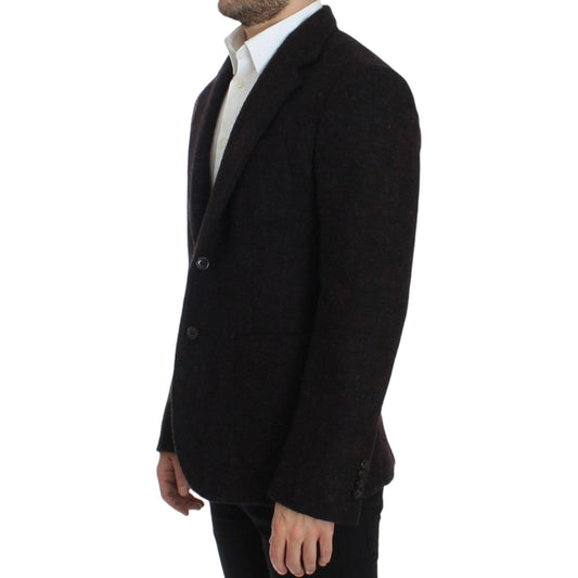 Dolce & Gabbana Bordeaux Alpaga Two-Button Blazer Jacket Dolce & Gabbana Black