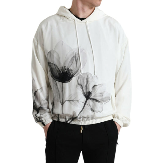 Dolce & Gabbana Elegant Floral Silk Hooded Pullover Dolce & Gabbana Black