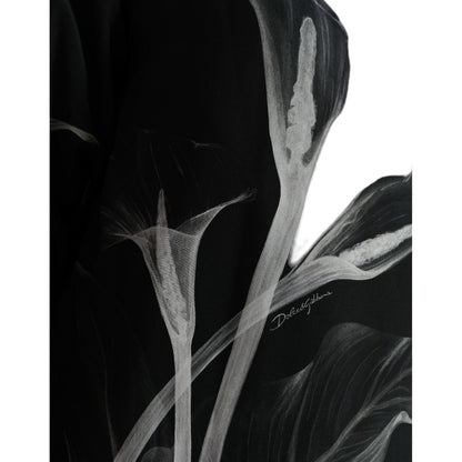 Dolce & Gabbana Black Floral Print Crewneck Pullover Sweater