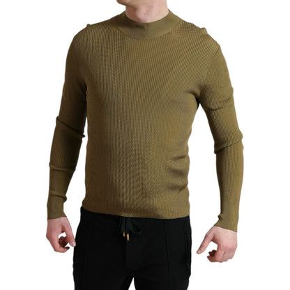 Dolce & Gabbana Army Green Viscose Crewneck Pullover Sweater