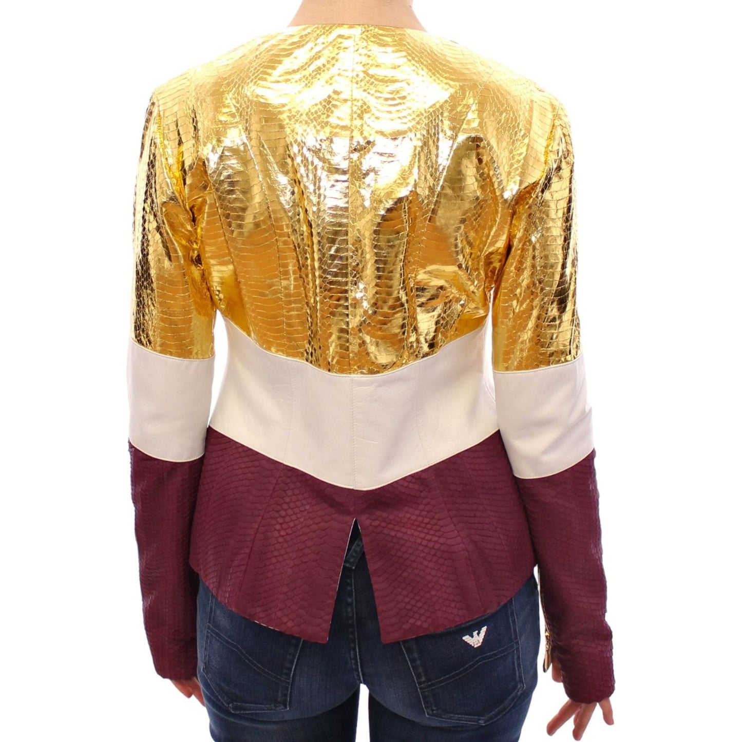 Vladimiro Gioia White Gold Purple Leather Jacket