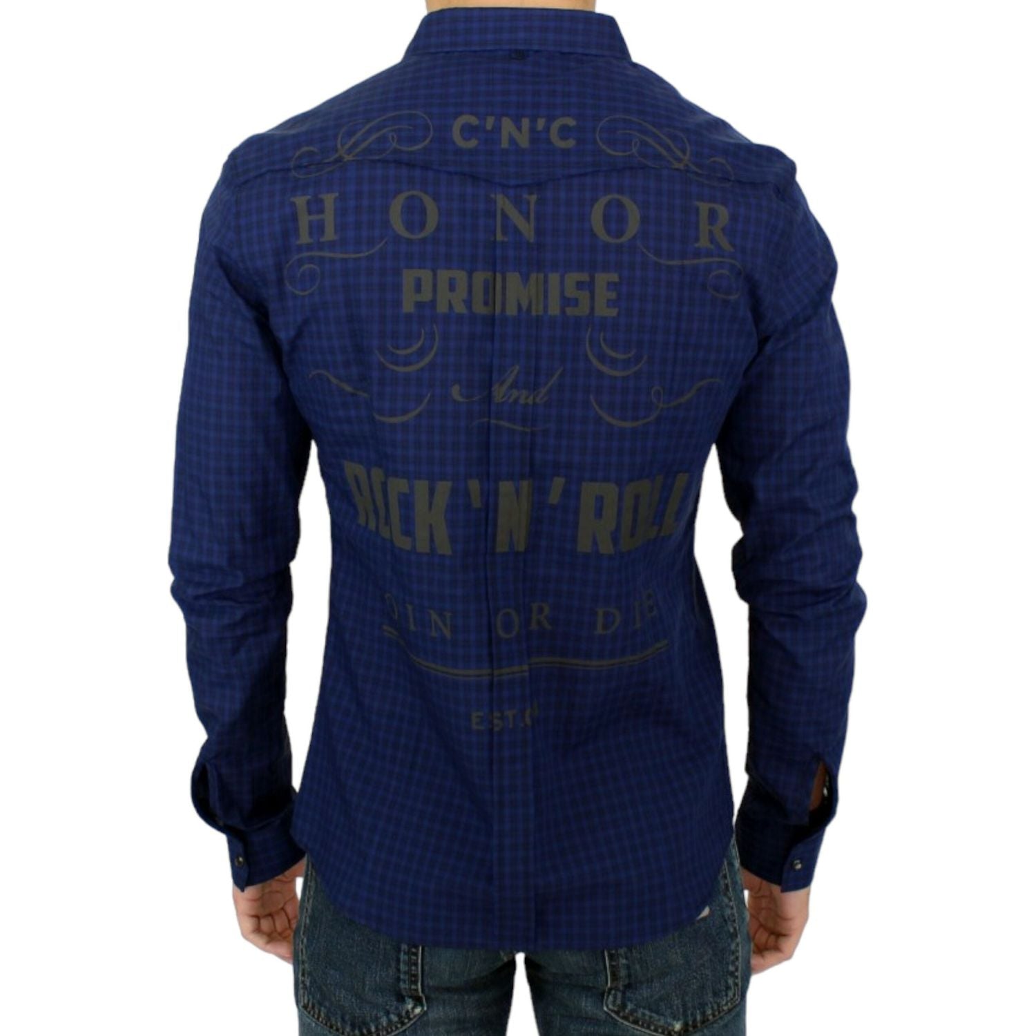 Costume National Blue checkered cotton shirt
