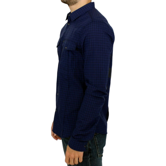 Costume National Chic Blue Checkered Casual Cotton Shirt Costume National Black