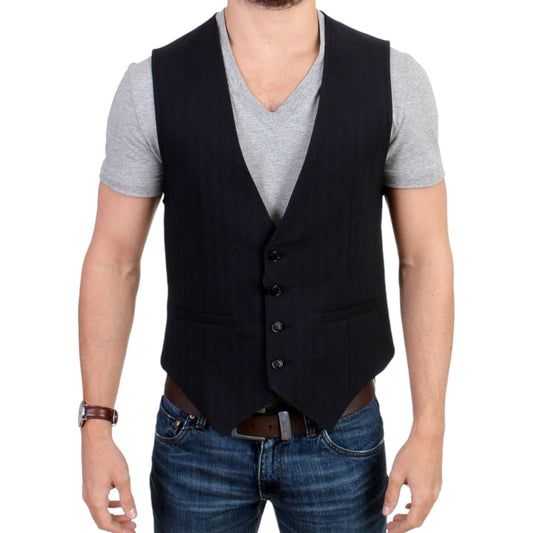 Costume National Elegant Striped Casual Vest - Cotton Blend Costume National Tan