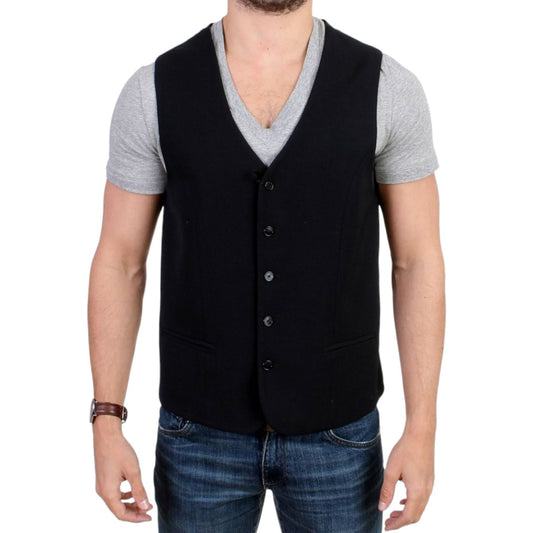 Costume National Elegant Black Wool Blend Casual Vest Costume National Black