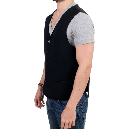 Costume National Elegant Black Wool Blend Casual Vest Costume National Tan