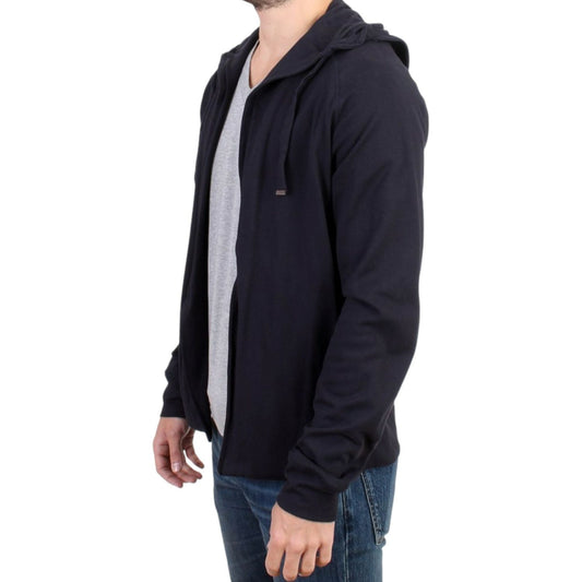 Costume National Elegant Blue Hooded Cotton Sweater Costume National Dark Slate Gray