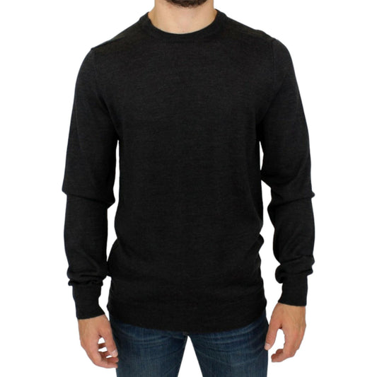Costume National Elegant Gray Crewneck Sweater Pullover Costume National Black
