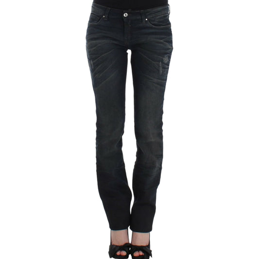 Costume National Chic Superskinny Blue Denim Jeans Costume National Dark Slate Gray