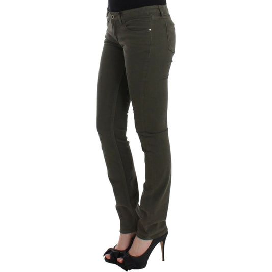 Costume National Chic Green Slim Leg Designer Jeans Costume National Dark Slate Gray