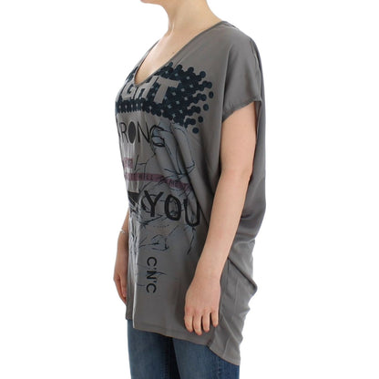 Costume National Gray V-neck long t-shirt