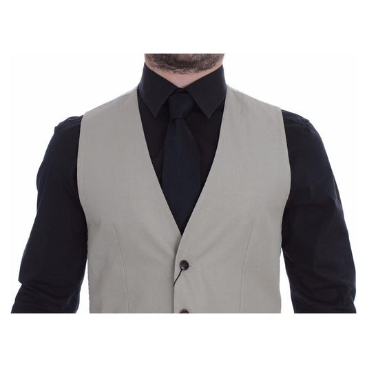 Dolce & Gabbana Chic Beige Single Breasted Dress Vest Dolce & Gabbana Dark Gray