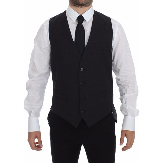 Dolce & Gabbana Sleek Gray Wool Dress Vest Dolce & Gabbana Black