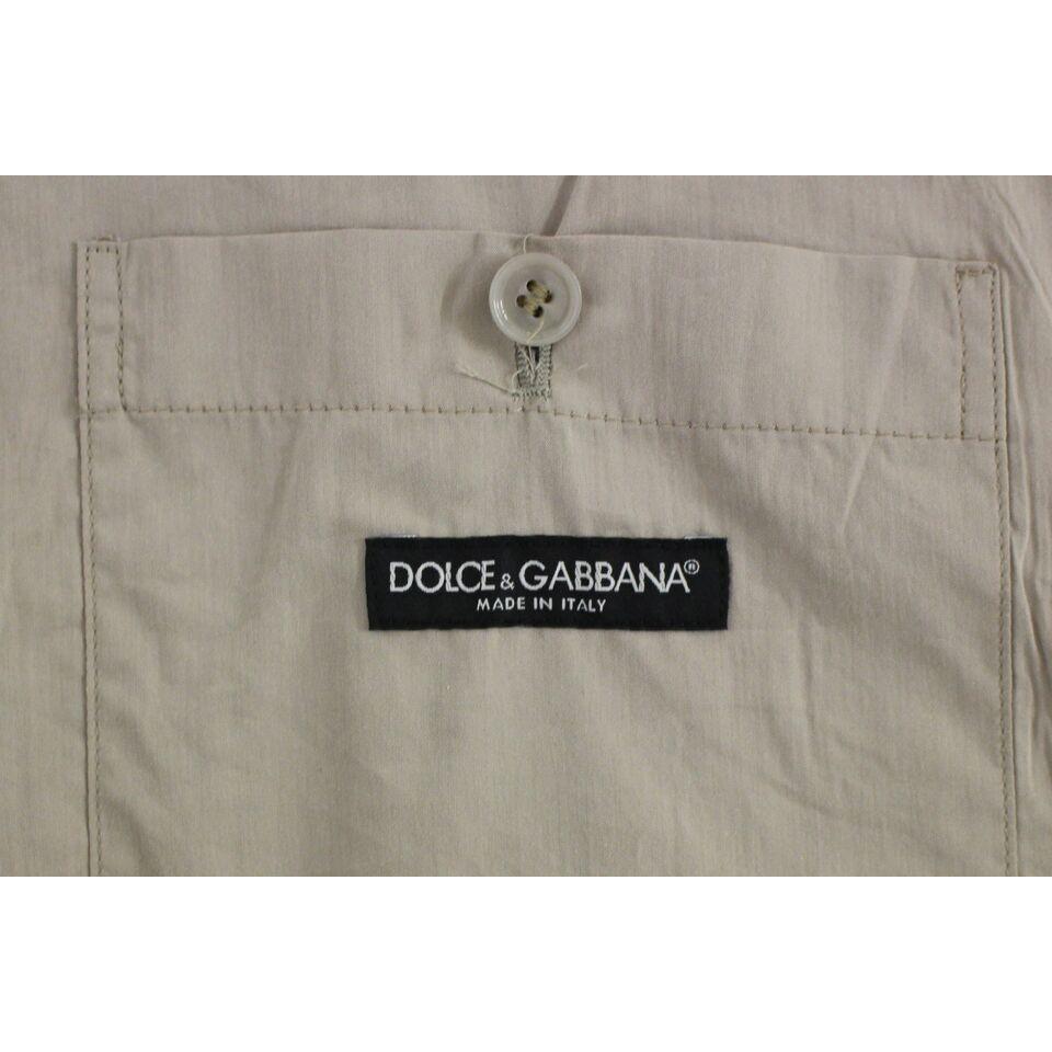 Dolce & Gabbana Beige Cotton Slim Fit Button Front Dress Vest