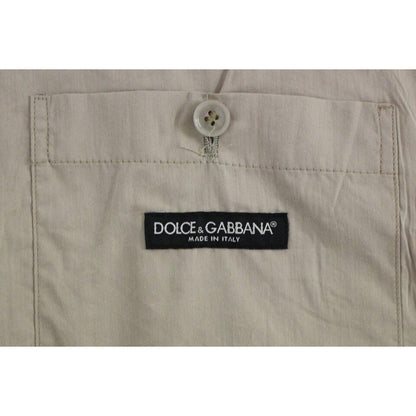 Dolce & Gabbana Beige Cotton Slim Fit Button Front Dress Vest