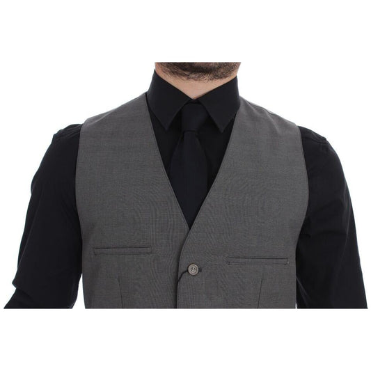 Dolce & Gabbana Elegant Gray Slim Fit Dress Vest Dolce & Gabbana Dark Slate Gray