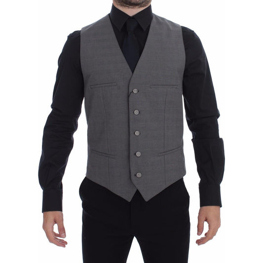 Dolce & Gabbana Elegant Gray Slim Fit Dress Vest Dolce & Gabbana Dark Slate Gray