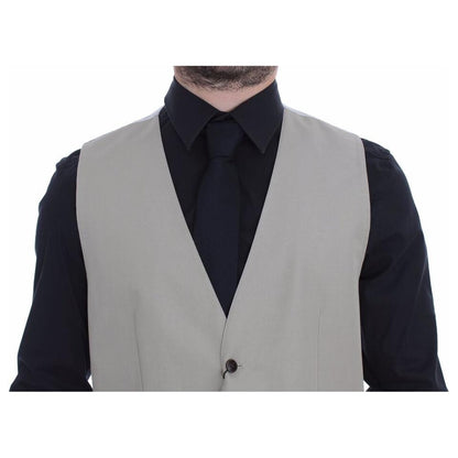 Dolce & Gabbana Beige Cotton Silk Blend Dress Vest Blazer