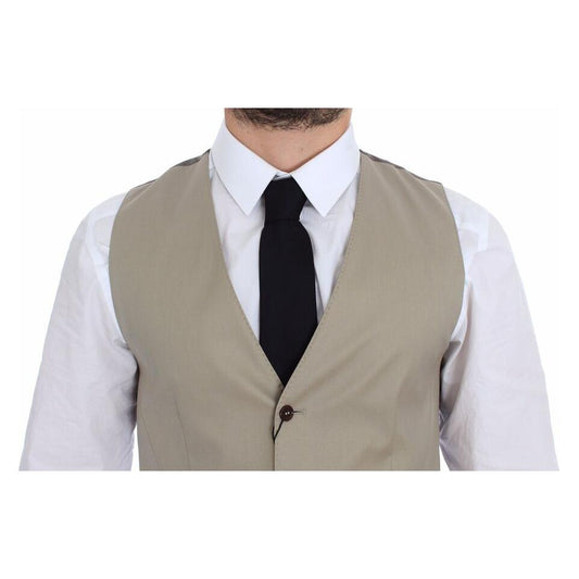 Dolce & Gabbana Elegant Beige Cotton Dress Vest Dolce & Gabbana Rosy Brown