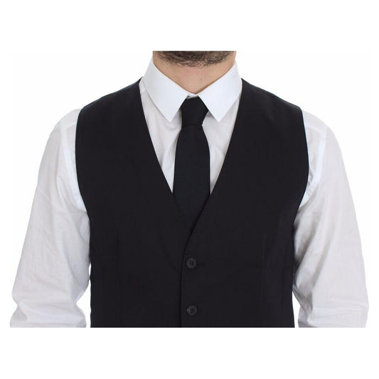 Dolce & Gabbana Elegant Blue Cotton Stretch Dress Vest Dolce & Gabbana Black