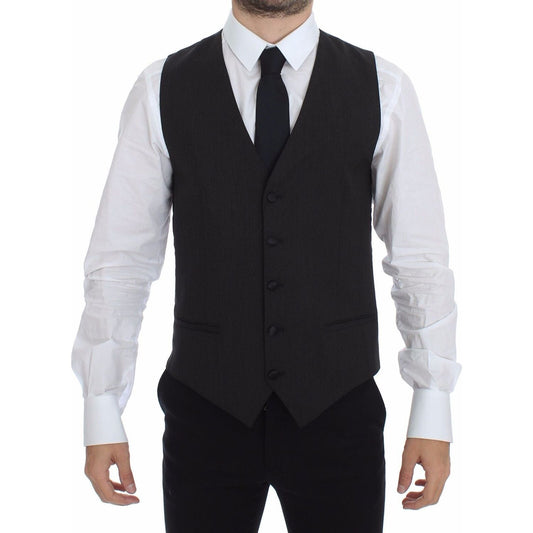 Dolce & Gabbana Classic Gray Wool Blend Dress Vest Dolce & Gabbana Black