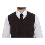 Dolce & Gabbana Brown Cotton Blend Dress Vest Gilet