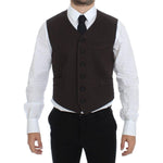 Dolce & Gabbana Brown Cotton Blend Dress Vest Gilet