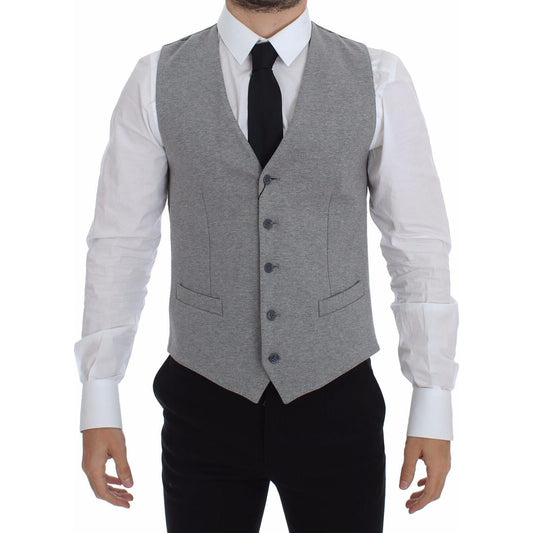 Dolce & Gabbana Elegant Gray Cotton Stretch Dress Vest Dolce & Gabbana Slate Gray