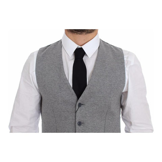 Dolce & Gabbana Elegant Gray Cotton Stretch Dress Vest Dolce & Gabbana Slate Gray