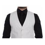 Dolce & Gabbana White Cotton Silk Blend Dress Vest Blazer