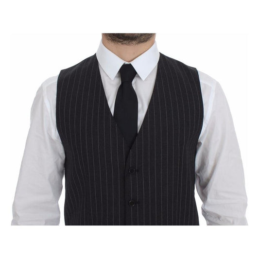 Dolce & Gabbana Elegant Gray Striped Dress Vest Dolce & Gabbana Dark Slate Gray
