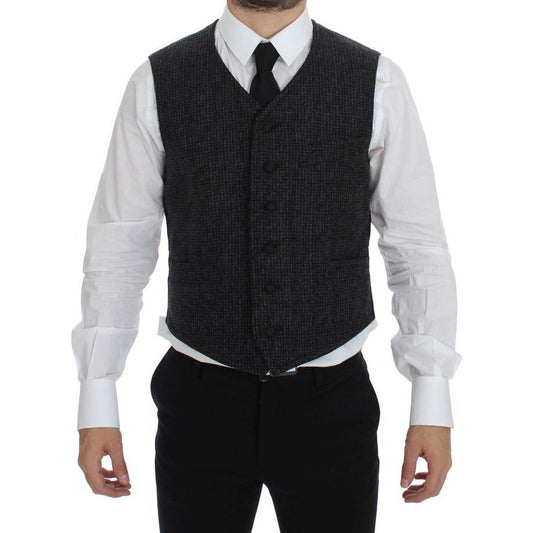 Dolce & Gabbana Elegant Gray Wool Blend Dress Vest Dolce & Gabbana Black