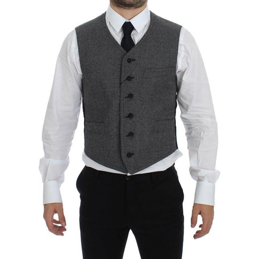 Dolce & Gabbana Elegant Single Breasted Gray Dress Vest Dolce & Gabbana Light Gray