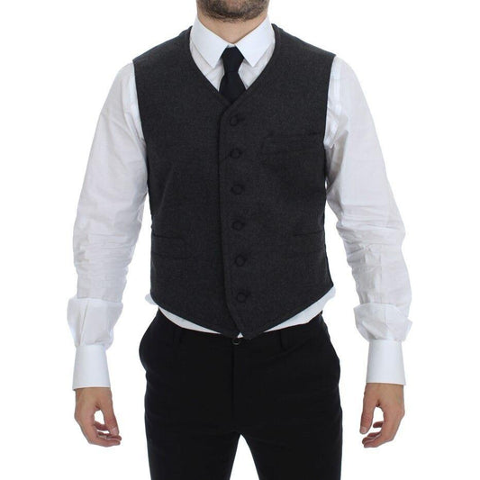 Dolce & Gabbana Elegant Gray Wool Blend Dress Vest Dolce & Gabbana Black