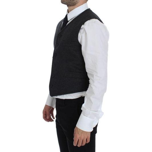 Dolce & Gabbana Elegant Gray Wool Blend Dress Vest Dolce & Gabbana Black