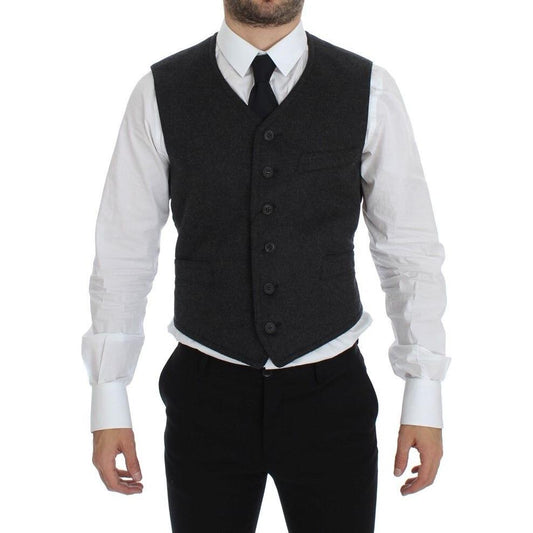 Dolce & Gabbana Elegant Gray Wool Blend Dress Vest Dolce & Gabbana Black