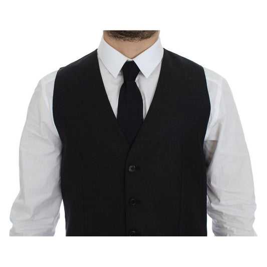 Dolce & Gabbana Elegant Gray Wool Blend Dress Vest Dolce & Gabbana Black