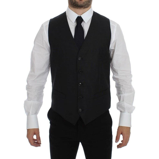 Dolce & Gabbana Elegant Gray Wool Blend Dress Vest Dolce & Gabbana Black