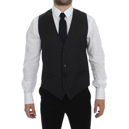 Dolce & Gabbana Elegant Gray Wool Formal Dress Vest Dolce & Gabbana Black