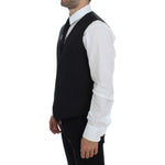 Dolce & Gabbana Black Striped Wool Single Breasted Vest GSS12006-1